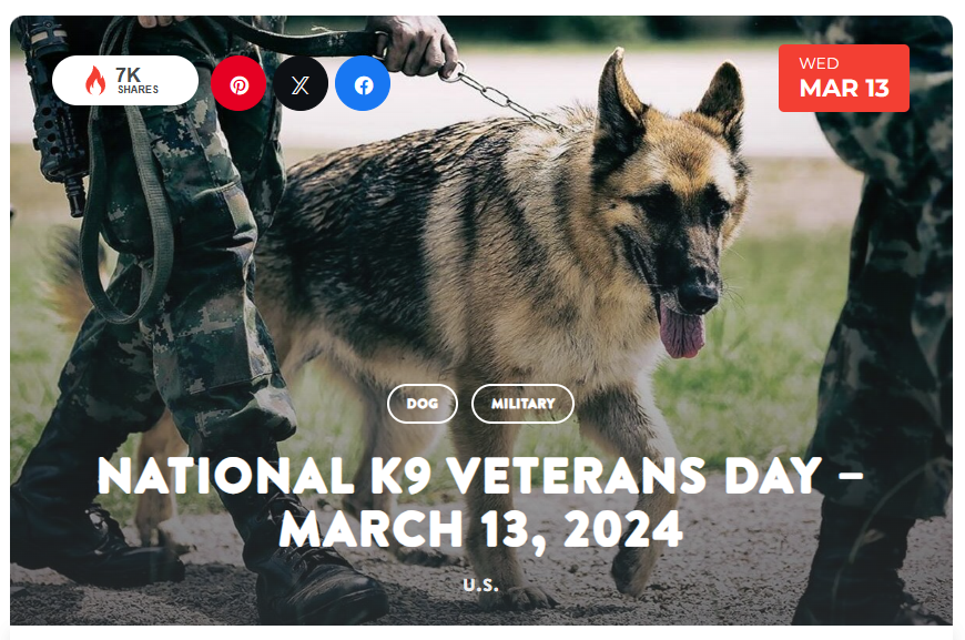 NATIONAL K9 VETERANS DAYMARCH 13TH, 2024 Children's Spot